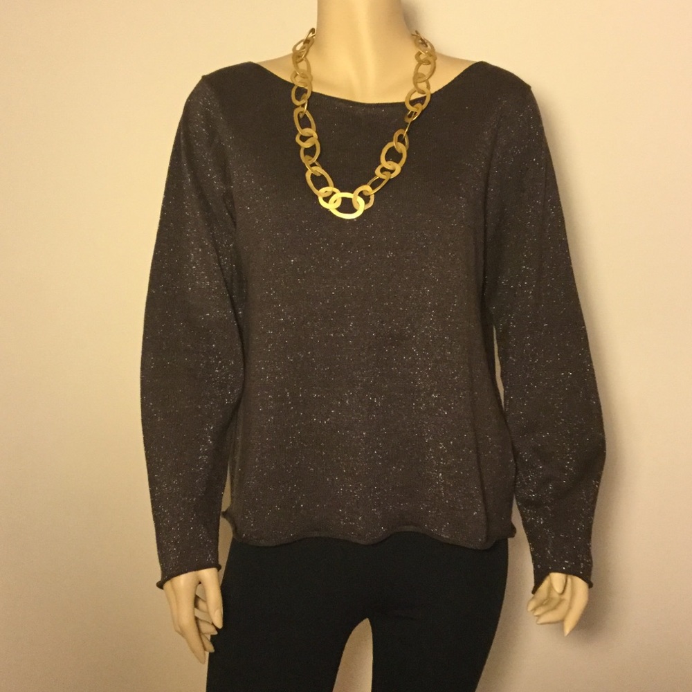 EILEEN FISHER Linen Blend Box Top Sweater Sz L